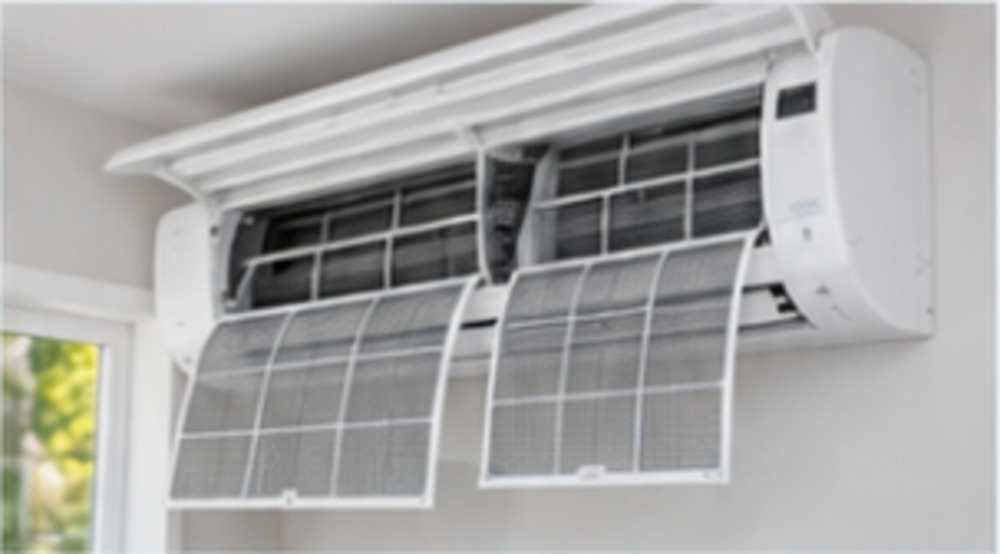 Air conditioning filter being serviced